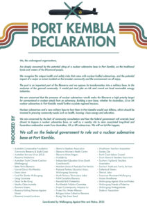 Port Kembla Declaration against nuclear submarines launched by over 40 local organisations